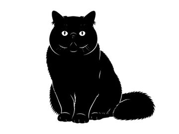 Black cat silhouette with glowing eyes and furry texture preview picture