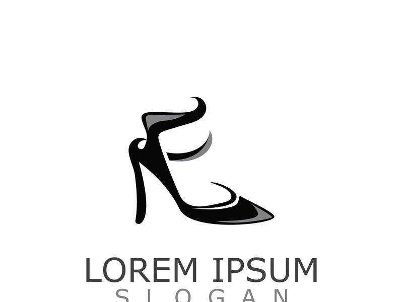 Women shoes logo design High heel fashion shop icon vector for business store