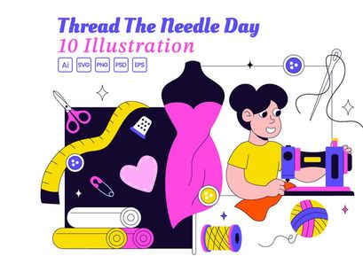 10 Thread the Needle Day Illustration
