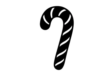 Black and white candy cane icon isolated on a white background
