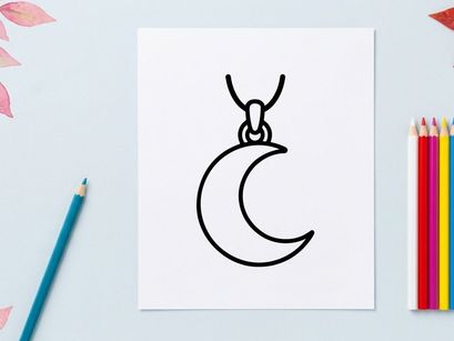 Minimalist crescent moon pendant necklace on white. Elegant celestial jewelry for modern fashion and gothic style.