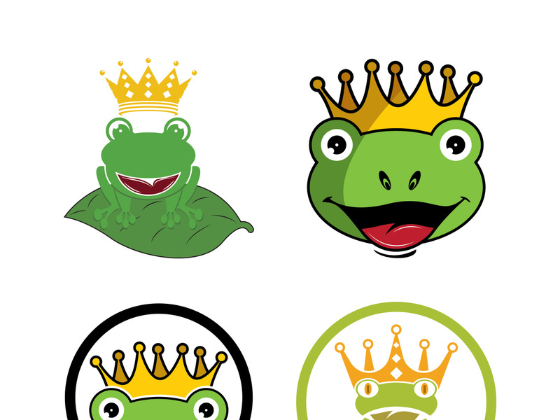 King frog logo icon template design vector illustration