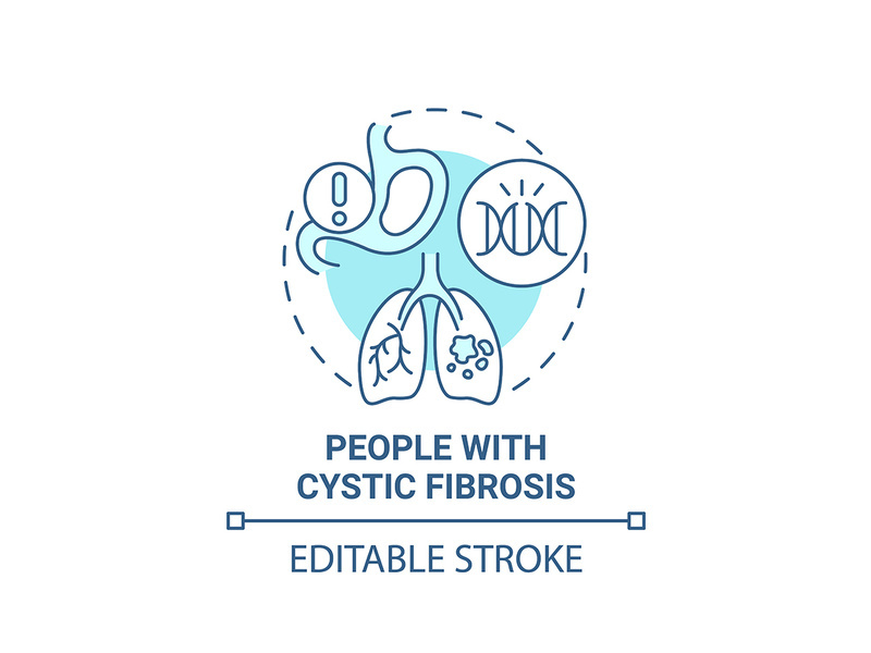People with cystic fibrosis blue concept icon