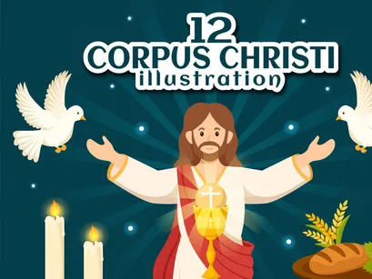 12 Corpus Christi Catholic Religious Illustration