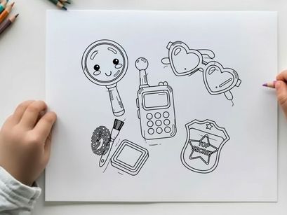 Investigation detective tools flat design vector illustration