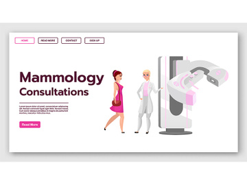 Mammology consultations landing page vector template preview picture