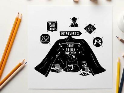 Introvert's silhouette retreats to a cozy tent forever