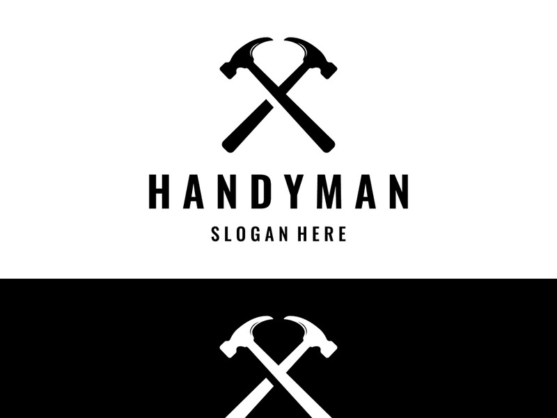 Vintage retro crossed hammers logo.