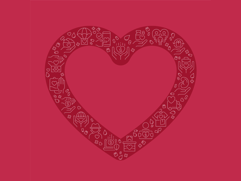 Heart pixel perfect shaped concept filled with editable linear icons