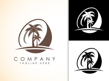 Coconut tree logo design. Nature product coconut oil emblem preview picture