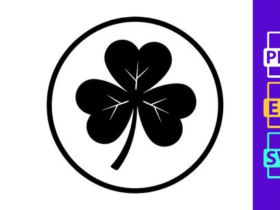 Black four leaf clover symbol luck isolated on white circle