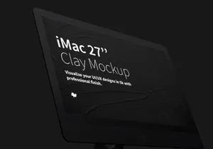 Clay iMac 27” Mockup, Display Close Up