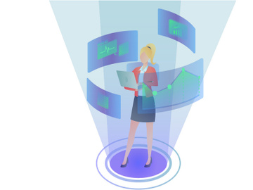 presentation financial of woman with hologram preview picture