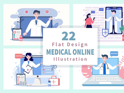 22 Online Doctor Medical Information Flat Design