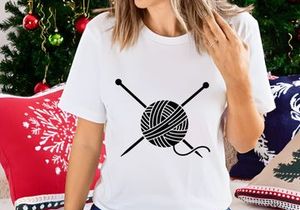 Yarn Ball & Knitting Needles Icon Silhouette