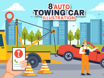 8 Auto Towing Car Illustration preview picture