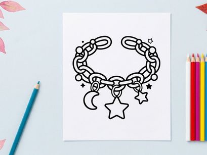 Celestial charm bracelet icon. Witchy jewelry accessory with moon and star symbols.