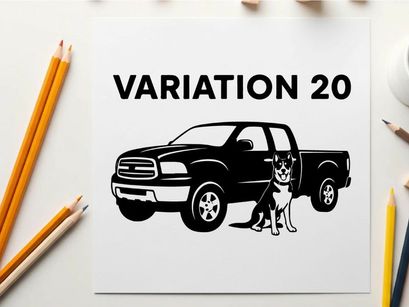 Silhouette of a pickup truck with a dog variation 20