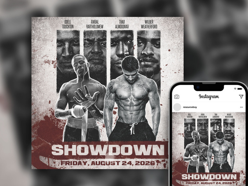 Free Rustic Bloody Grid Fight Night Instagram Post Template