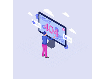 404 error on laptop display isometric illustration preview picture