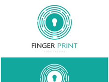 simple flat fingerprint logo,for security,identification,badge,emblem,business card,digital,vector