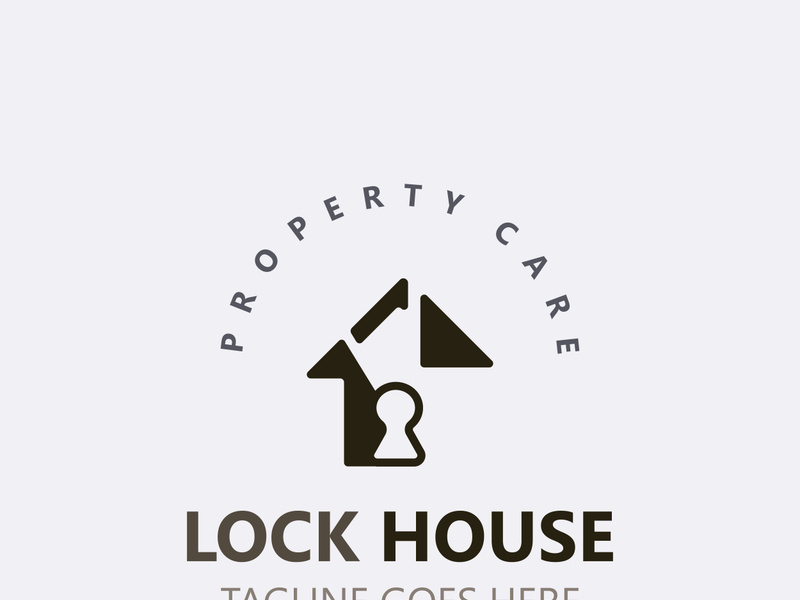 Lock House secure logo design, smart key home vector concept template