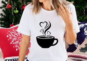 Love heart steam coffee cup romantic black white illustration