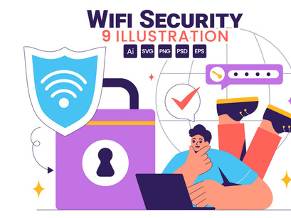 9 WiFi Security Wireless Technology Illustration