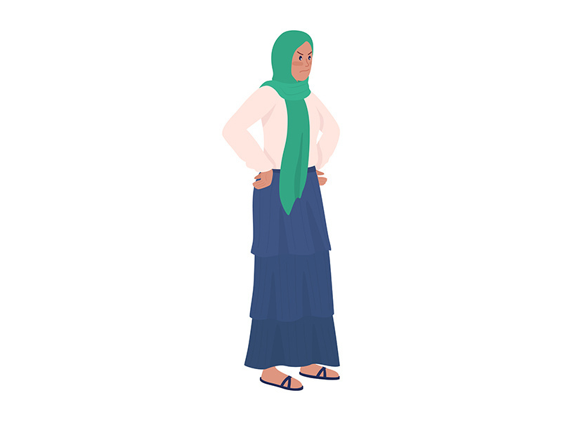 Irritated woman semi flat color vector character
