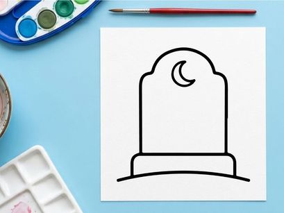 Einfache Halloween-Grabstein-Illustration auf weißem Hintergrund. Minimalistischer Friedhofsgrabstein-Vektor für gruselige Designs.