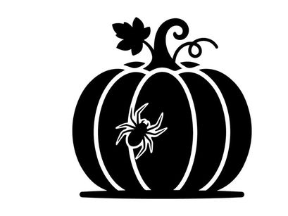 Halloween-Kürbis mit Spinnen- und Fledermaus-Silhouette für Herbstdekoration