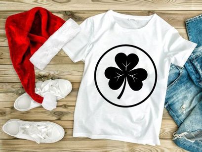 Black four leaf clover symbol luck isolated on white circle