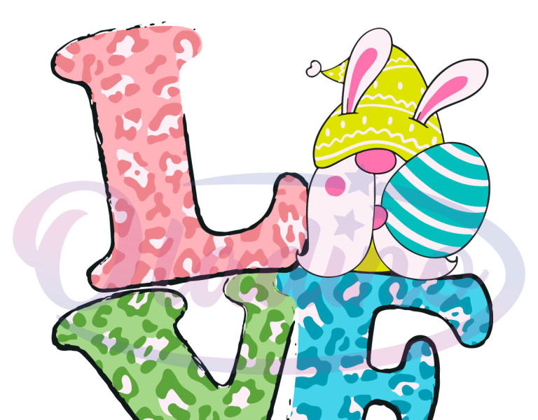 Love Easter Bunny Egg Gnome Svg Digital File, Easter Day Love Svg