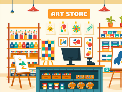 10 Art Store Vector Illustration