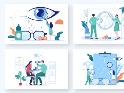 14 Ophthalmology Eyes Flat Design Illustration