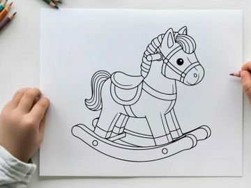 White rocking horse toy vector illustration flat design preview picture