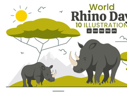 10 World Rhino Day Illustration preview picture