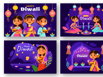 14 Happy Diwali Hindu Illustration