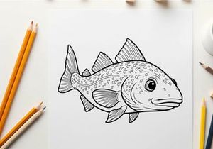 Striped bass fish swimming vector illustration flat design