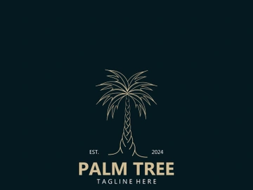 Palm tree simple and modern premium logo design. abstract icon palm beach illustration preview picture