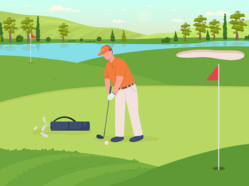 Golf game flat color vector illustration preview picture