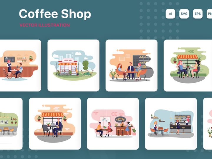 M162_Coffee shop Illustrations