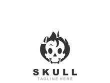 Skull skeleton logo vintage template idea on white background