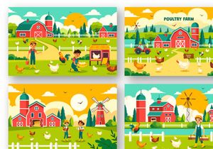 12 Poultry Farm Illustration