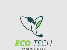 Eco technology business vector design modern. Nature technology logo with leaf and circuit tech minimalist vector illustration