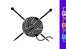 Yarn Ball & Knitting Needles Icon Silhouette
