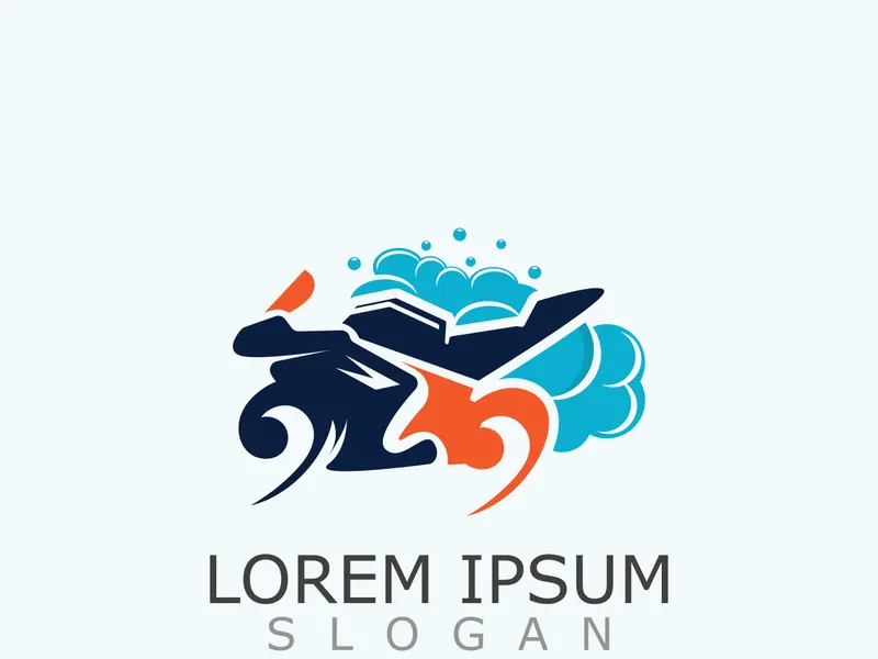 Motorcycle wash logo design elegant and sporty concept cleaning vector