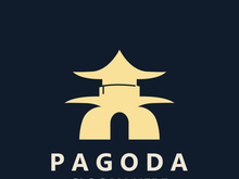 Pagoda culture logo vintage design illustration, temple heritage building vector
