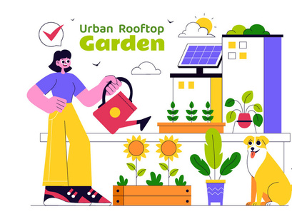 10 Urban Farming Rooftop Garden Illustration