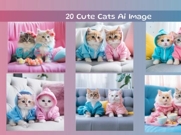 Sweet Cats Illustrations (Ai Image) preview picture